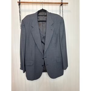 Oscar De La Renta Blazer Mens Blue Plaid Jacket Coat Wool Single Breasted Sz 44R